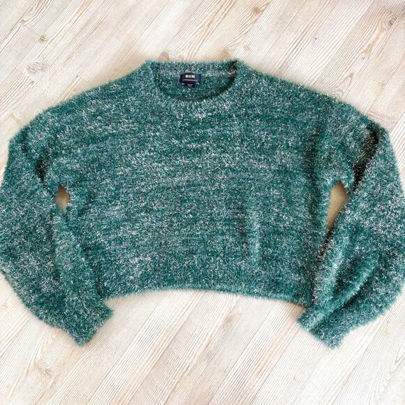 Maeve Anthropologie Tinsel Eyelash Celebration Sweater | Teal Size Large - Picture 1 of 7